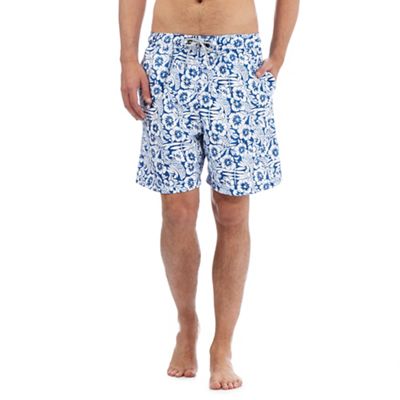 Mantaray Blue floral hibiscus print swim shorts